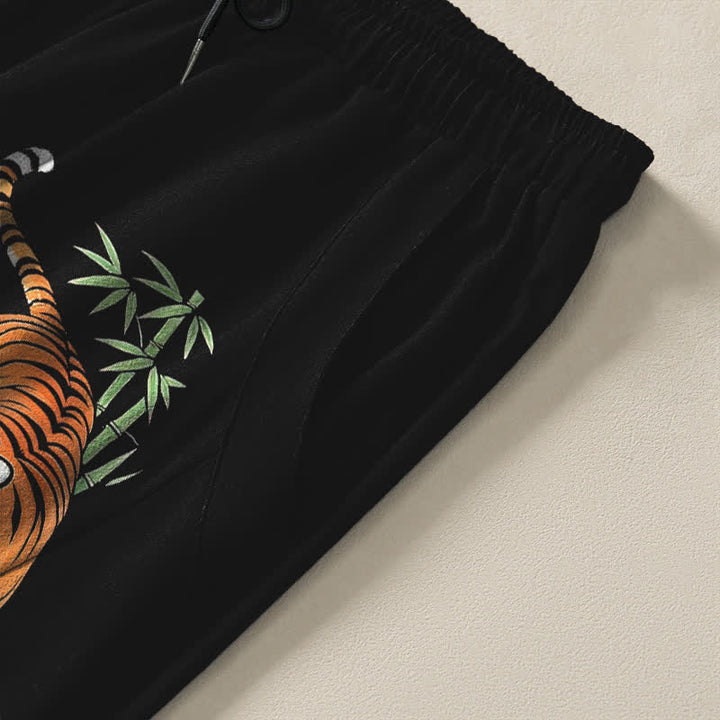 Buddha Stones Herrenhose aus reiner Baumwolle mit Tiger- und Drachenmuster, Kordelzug, schmal zulaufendem Schnitt und Taschen - image 4