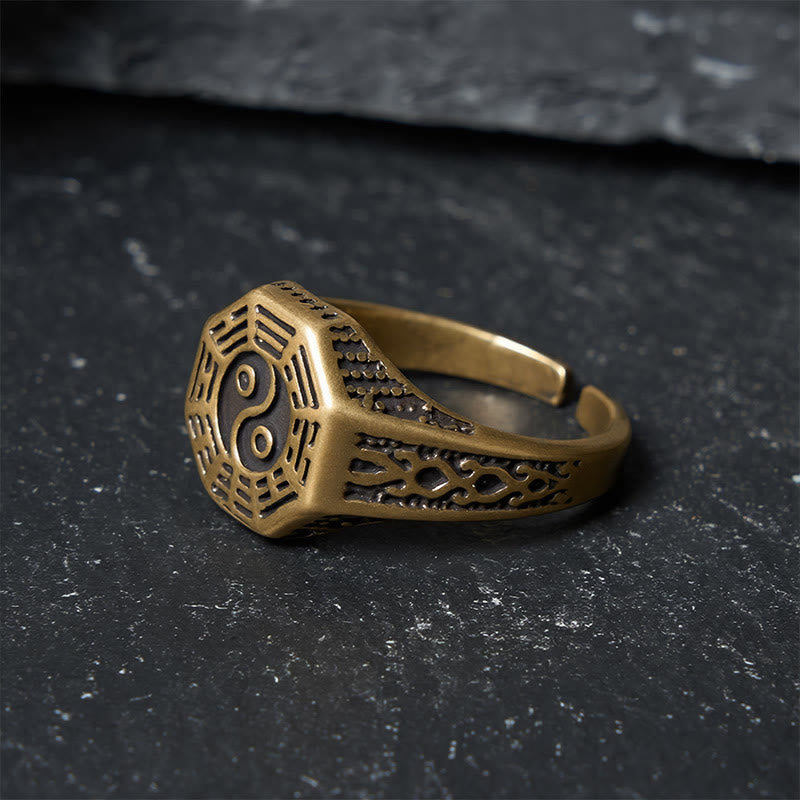 Buddha Stones Kupfer Yin Yang Bagua Balance Offener Ring - image 2