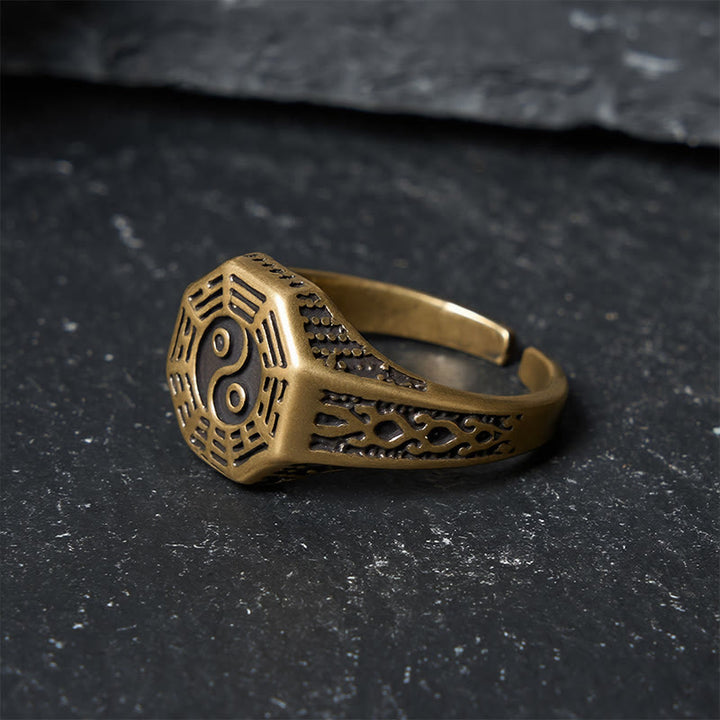 Buddha Stones Kupfer Yin Yang Bagua Balance Offener Ring - image 2