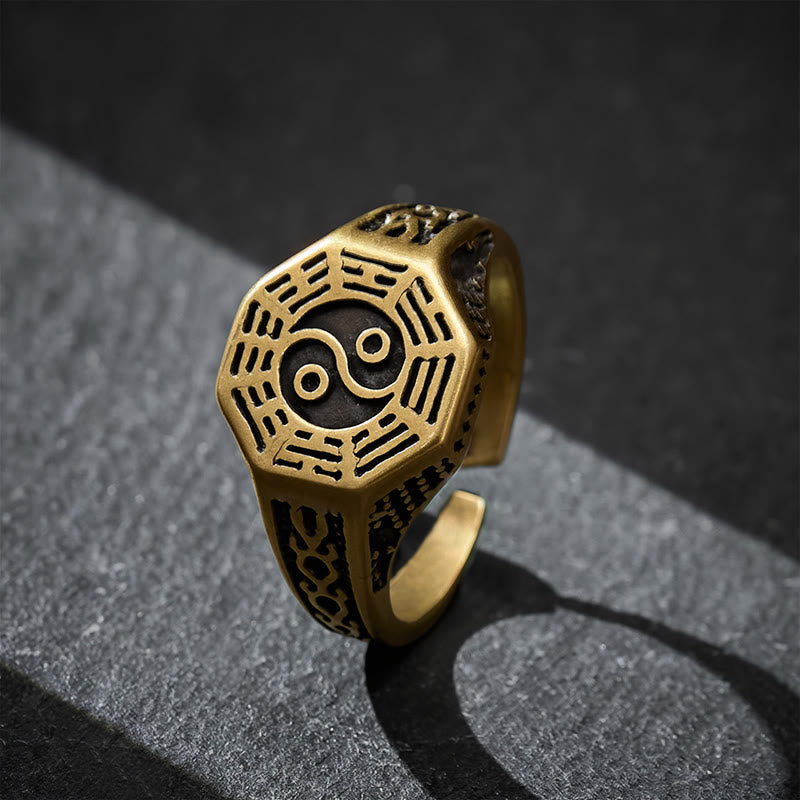 Buddha Stones Kupfer Yin Yang Bagua Balance Offener Ring - Bagua (Gleichgewicht ♥ Harmonie) - image 0
