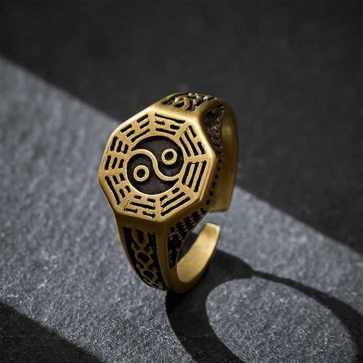 Buddha Stones Kupfer Yin Yang Bagua Balance Offener Ring - Bagua (Gleichgewicht ♥ Harmonie) - image 0