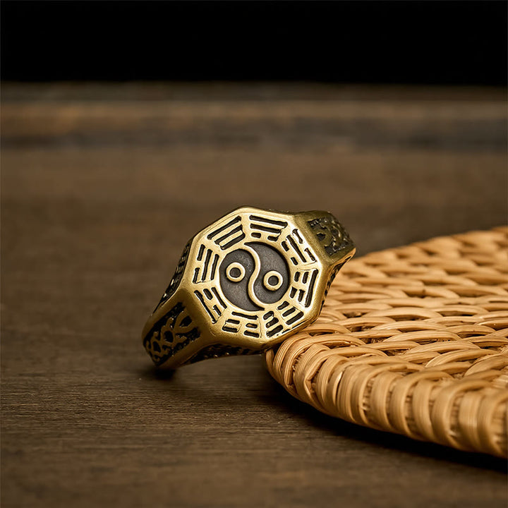 Buddha Stones Kupfer Yin Yang Bagua Balance Offener Ring - image 4