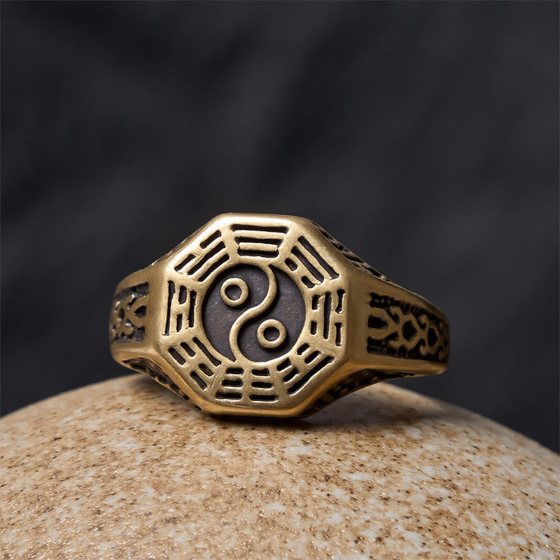 Buddha Stones Kupfer Yin Yang Bagua Balance Offener Ring - image 5