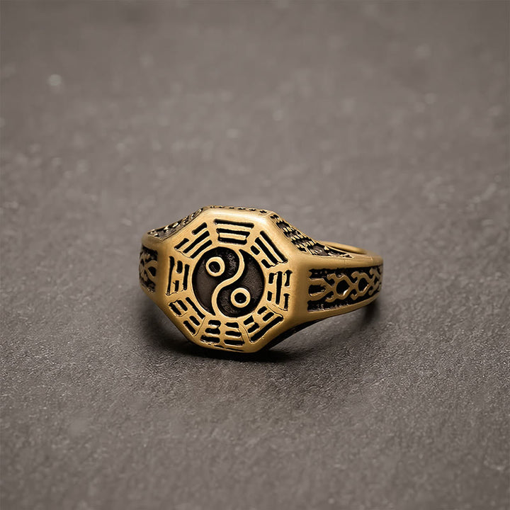 Buddha Stones Kupfer Yin Yang Bagua Balance Offener Ring - image 3