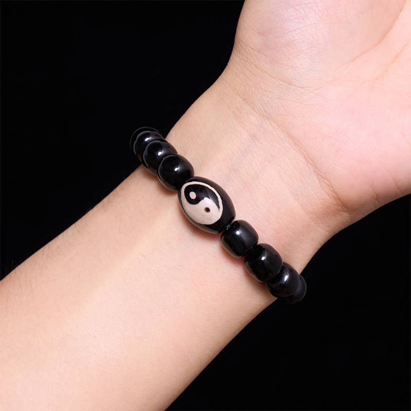 Buddha Stones Schwarzes Onyx-Yin-Yang-Perlen-Harmonie-Armband - image 4