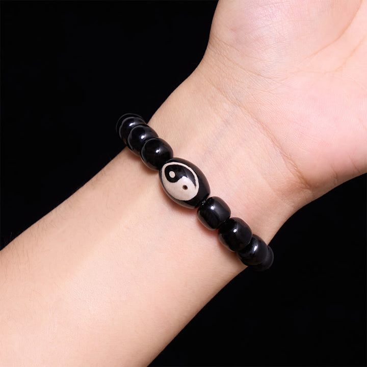 Buddha Stones Schwarzes Onyx-Yin-Yang-Perlen-Harmonie-Armband - image 4