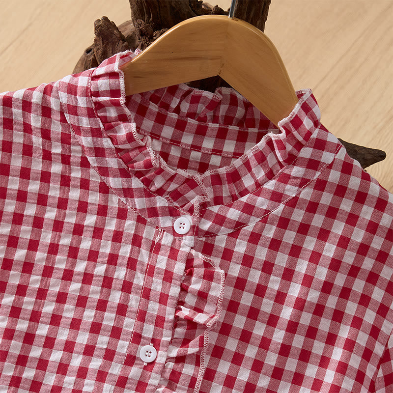 Buddha Stones Frühling/Sommer Vintage Casual Button-Up Karo Langarmhemden für Damen - image 2