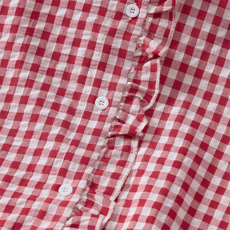 Buddha Stones Frühling/Sommer Vintage Casual Button-Up Karo Langarmhemden für Damen - image 3