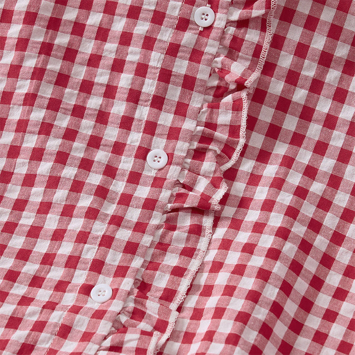 Buddha Stones Frühling/Sommer Vintage Casual Button-Up Karo Langarmhemden für Damen - image 3