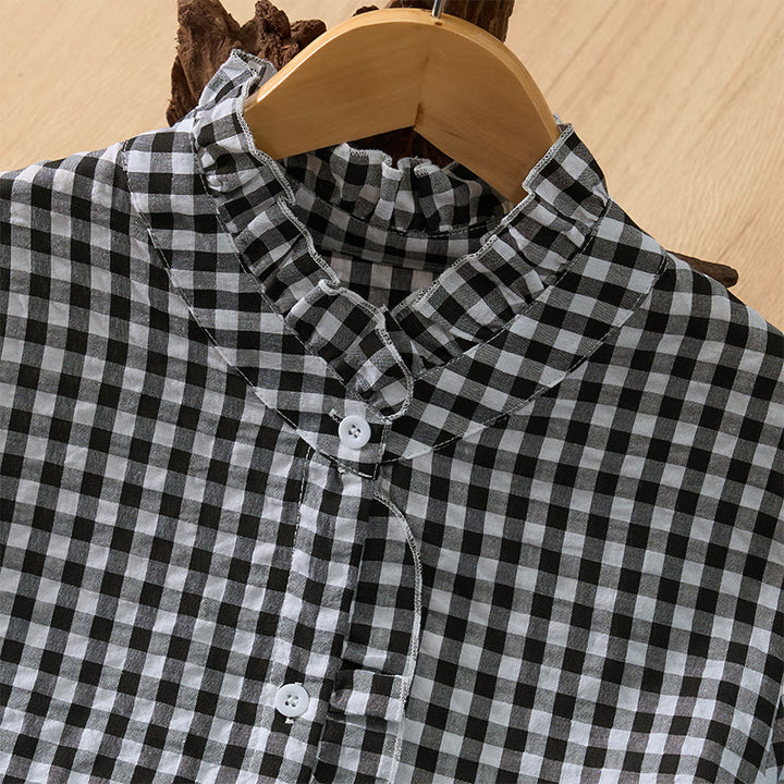 Buddha Stones Frühling/Sommer Vintage Casual Button-Up Karo Langarmhemden für Damen - image 22
