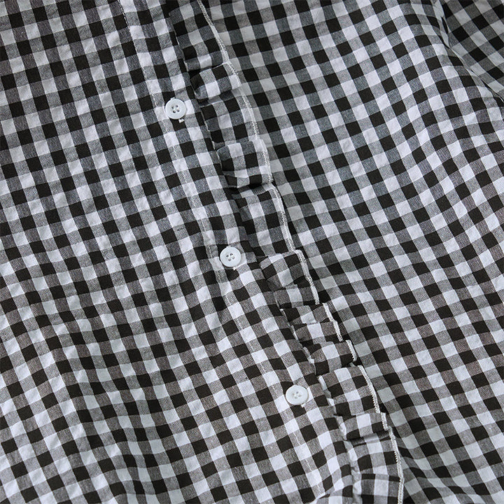 Buddha Stones Frühling/Sommer Vintage Casual Button-Up Karo Langarmhemden für Damen - image 23