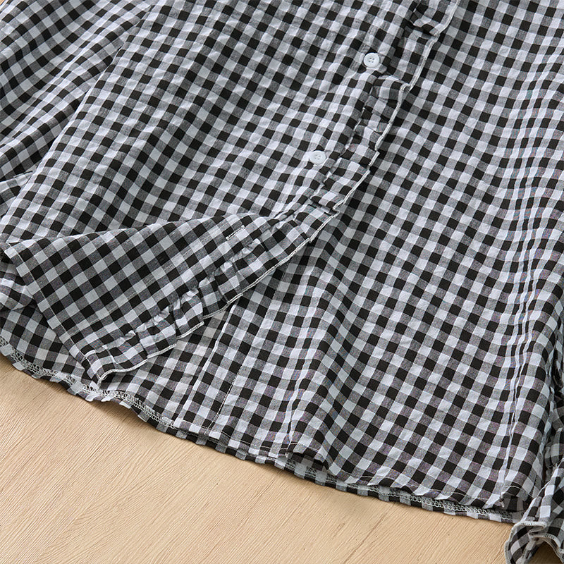 Buddha Stones Frühling/Sommer Vintage Casual Button-Up Karo Langarmhemden für Damen - image 25
