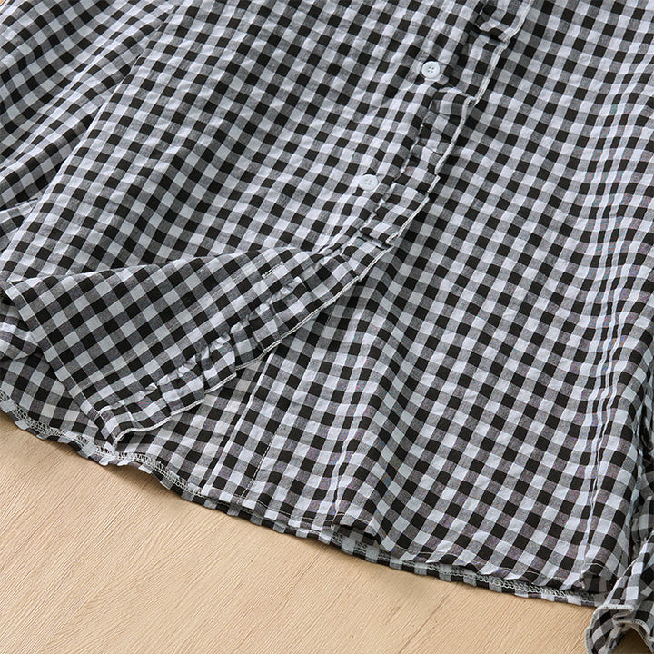 Buddha Stones Frühling/Sommer Vintage Casual Button-Up Karo Langarmhemden für Damen - image 25