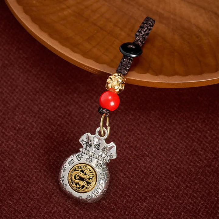 Buddha Stones Geflochtene Schlüsselanhänger mit chinesischen Tierkreiszeichen (Fu-Zeichen) - Drachen - image 0