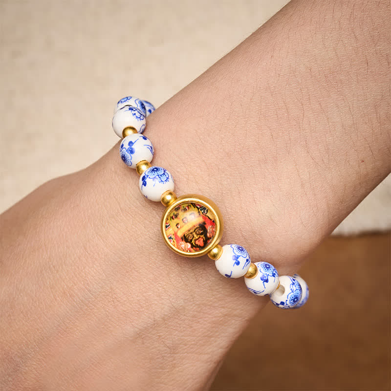 Buddha Stones Armband aus blau-weißen Porzellanperlen (Zakiram Wealth Beads) - image 3