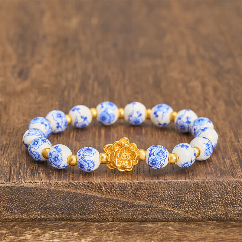Buddha Stones Weißes Porzellan-Lotus-Erleuchtungs-Rundperlenarmband - Lotus (Erleuchtung ♥ Neubeginn) - image 0