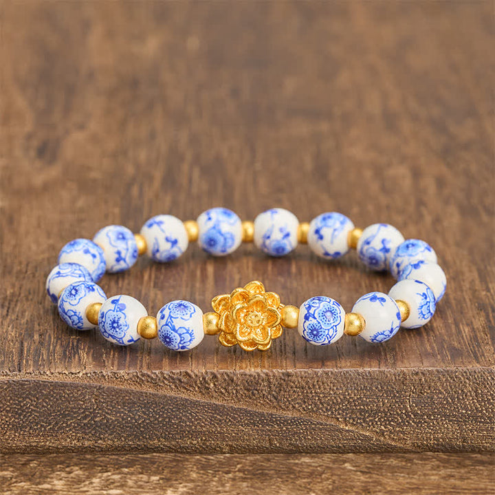 Buddha Stones Weißes Porzellan-Lotus-Erleuchtungs-Rundperlenarmband - Lotus (Erleuchtung ♥ Neubeginn) - image 0