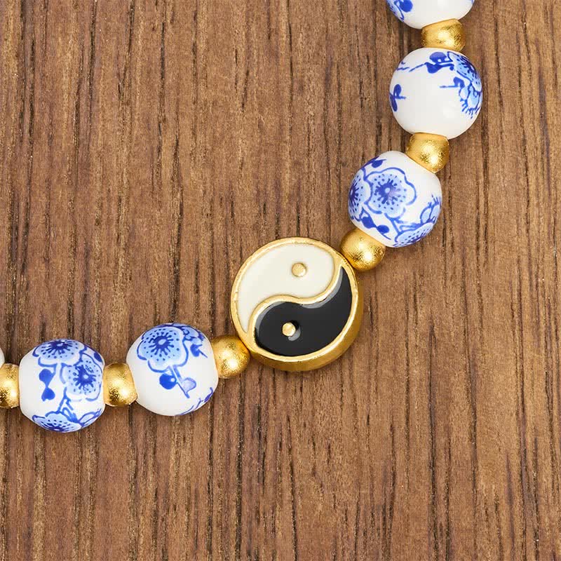 Buddha Stones Elegantes Yin-Yang-Armband aus blau-weißem Porzellan - image 4