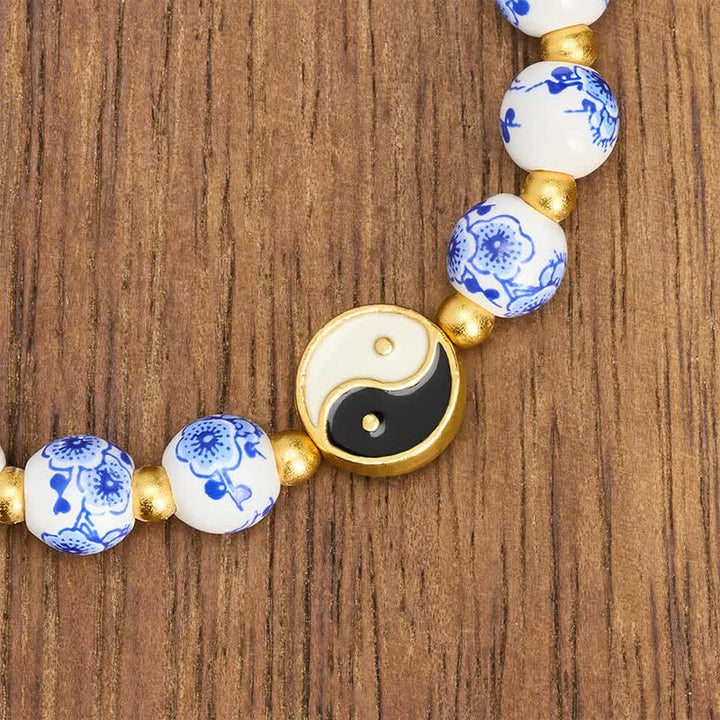 Buddha Stones Elegantes Yin-Yang-Armband aus blau-weißem Porzellan - image 4