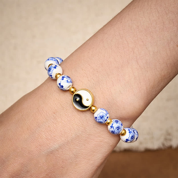 Buddha Stones Elegantes Yin-Yang-Armband aus blau-weißem Porzellan - image 3