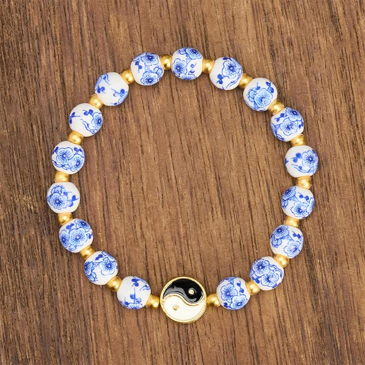 Buddha Stones Elegantes Yin-Yang-Armband aus blau-weißem Porzellan - image 1