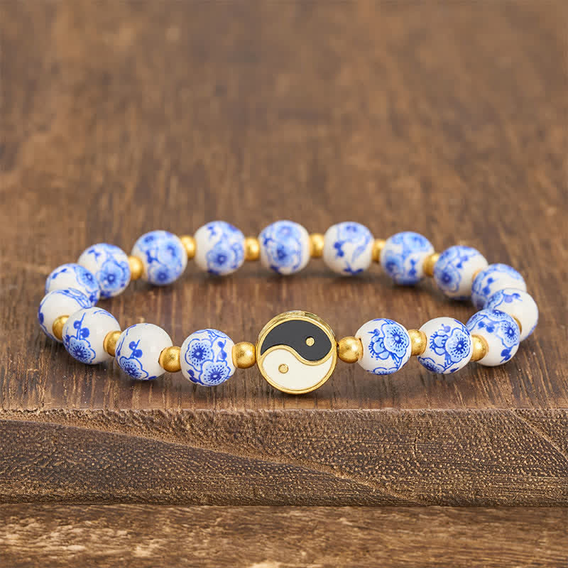 Buddha Stones Elegantes Yin-Yang-Armband aus blau-weißem Porzellan - Yin Yang (Gleichgewicht ♥ Harmonie) - image 0