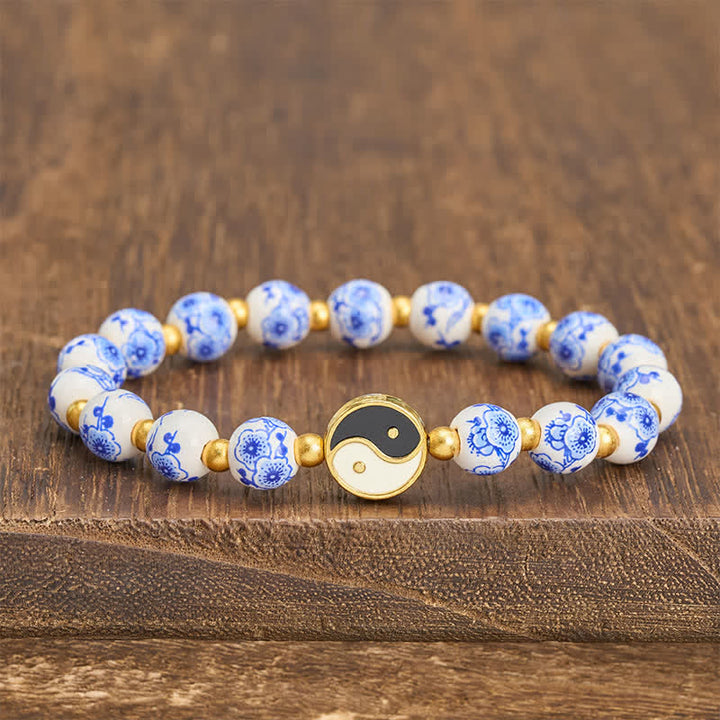 Buddha Stones Elegantes Yin-Yang-Armband aus blau-weißem Porzellan - Yin Yang (Gleichgewicht ♥ Harmonie) - image 0
