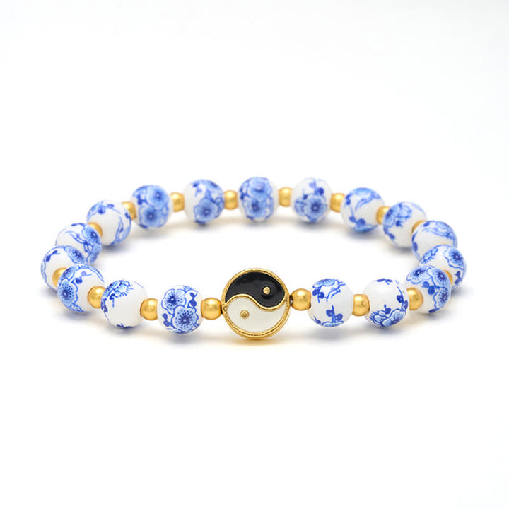 Buddha Stones Elegantes Yin-Yang-Armband aus blau-weißem Porzellan - image 7