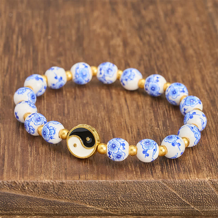 Buddha Stones Elegantes Yin-Yang-Armband aus blau-weißem Porzellan - image 2