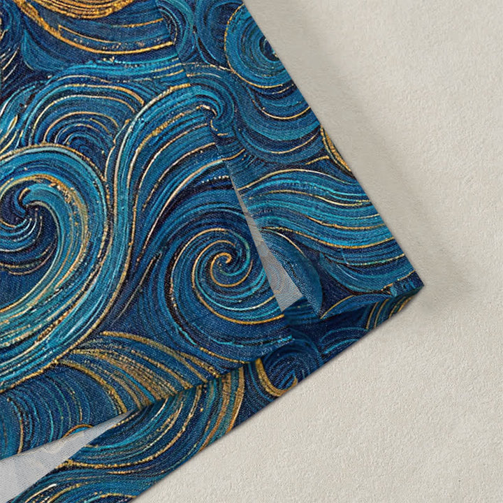 Buddha Stones Kimono aus Baumwolle mit Kranich- und Wellenmuster, offener Vorderseite, für Herren - image 4