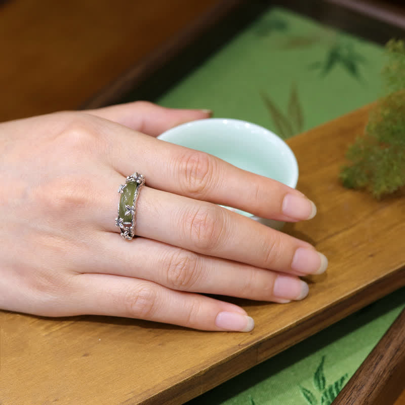 Buddha Stones Chinesisch inspirierter Jade-Schmetterlingsring zum Schutz und zur Liebe - image 4