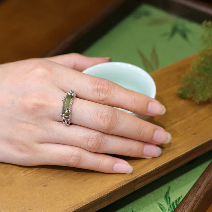 Buddha Stones Chinesisch inspirierter Jade-Schmetterlingsring zum Schutz und zur Liebe - image 4