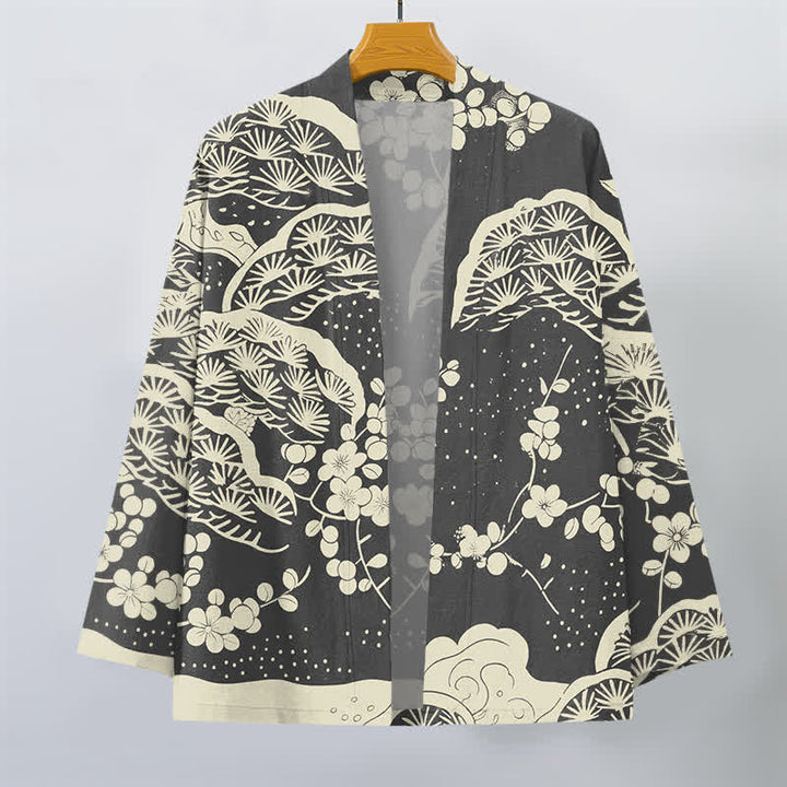 Buddha Stones Kimono für Herren aus Baumwolle mit Kiefern- und Pflaumenblütenmuster und offener Vorderseite - image 10