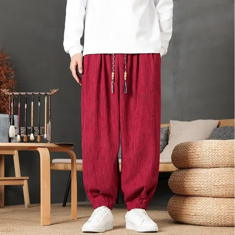 Buddha Stones Lässige Vintage-Herren-Haremshose mit Kordelzug und Tasche - Purpurrot - gemeinsam - US/UK/AU48, EU58 (6XL) - image 7