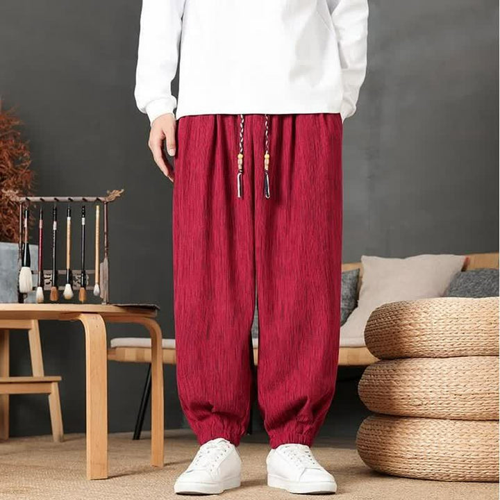 Buddha Stones Lässige Vintage-Herren-Haremshose mit Kordelzug und Tasche - Purpurrot - gemeinsam - US/UK/AU48, EU58 (6XL) - image 7