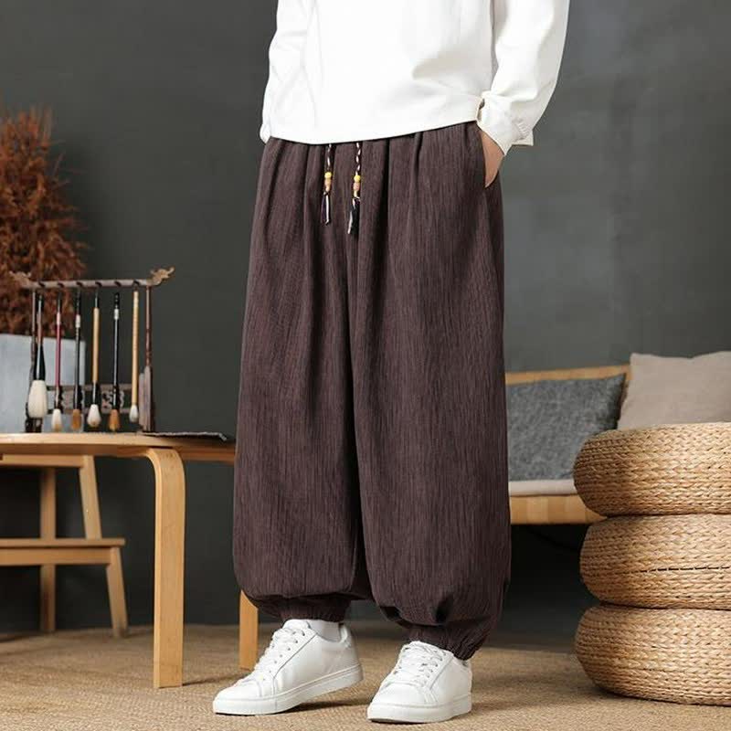 Buddha Stones Lässige Vintage-Herren-Haremshose mit Kordelzug und Tasche - image 2