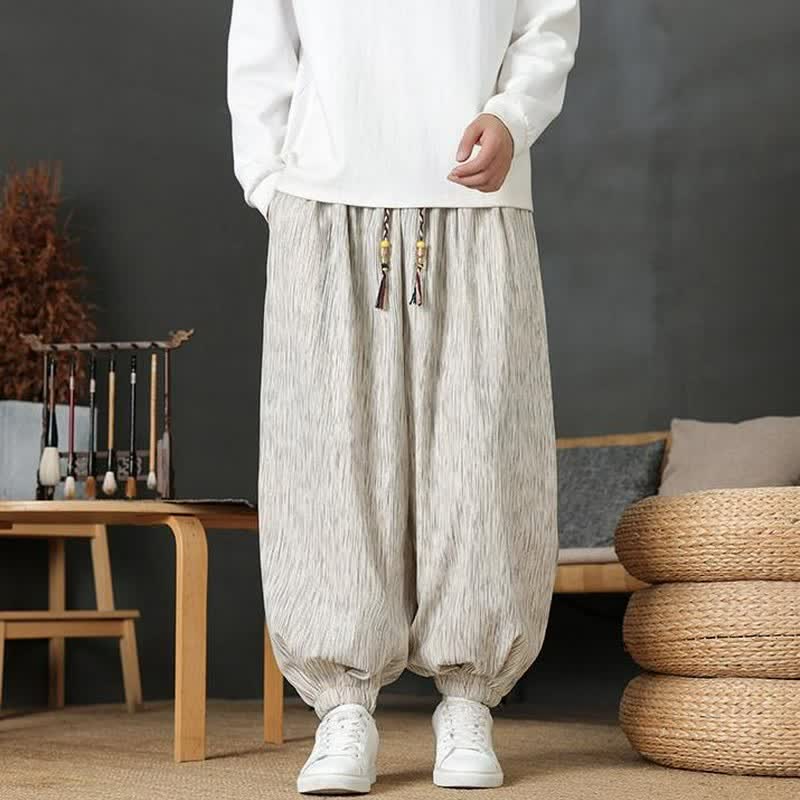 Buddha Stones Lässige Vintage-Herren-Haremshose mit Kordelzug und Tasche - Leinen - gemeinsam - US/UK/AU48, EU58 (6XL) - image 19
