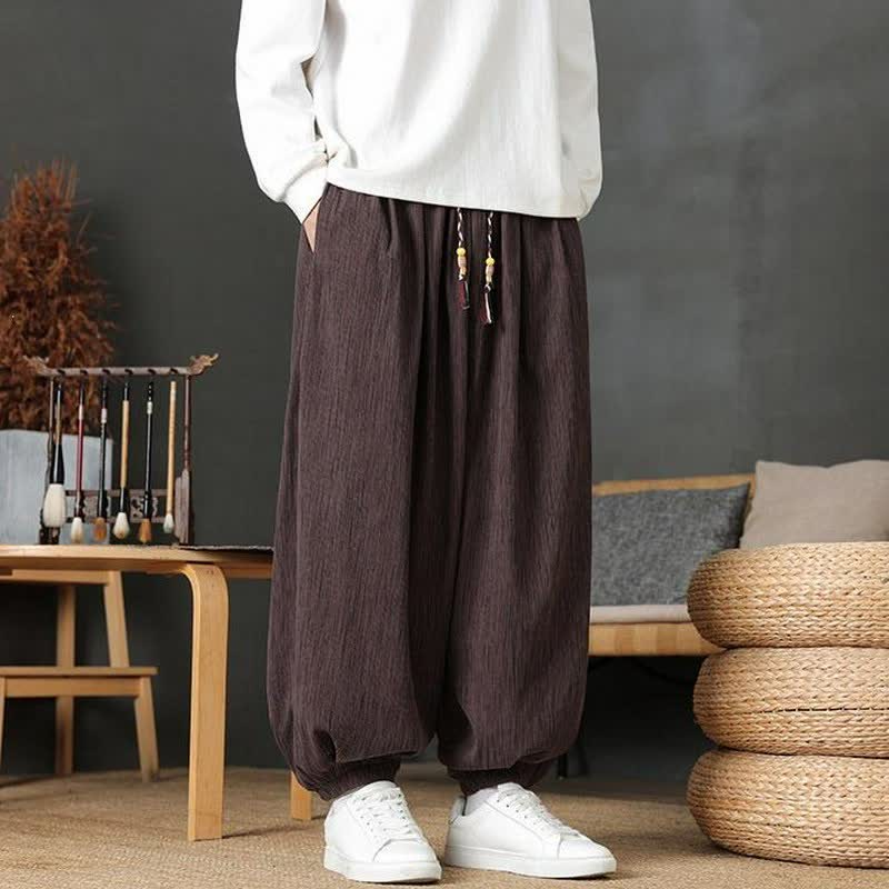 Buddha Stones Lässige Vintage-Herren-Haremshose mit Kordelzug und Tasche - image 1