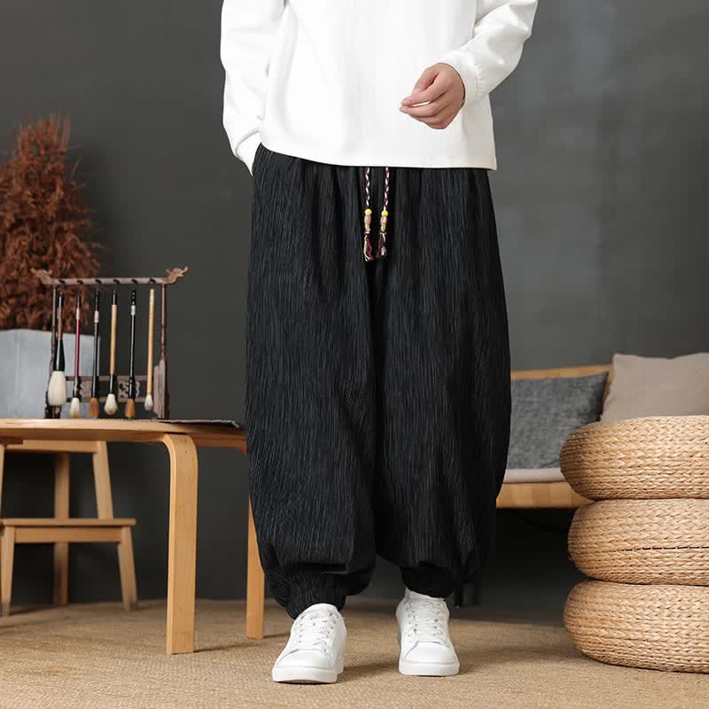 Buddha Stones Lässige Vintage-Herren-Haremshose mit Kordelzug und Tasche - Schwarz - gemeinsam - US/UK/AU48, EU58 (6XL) - image 13