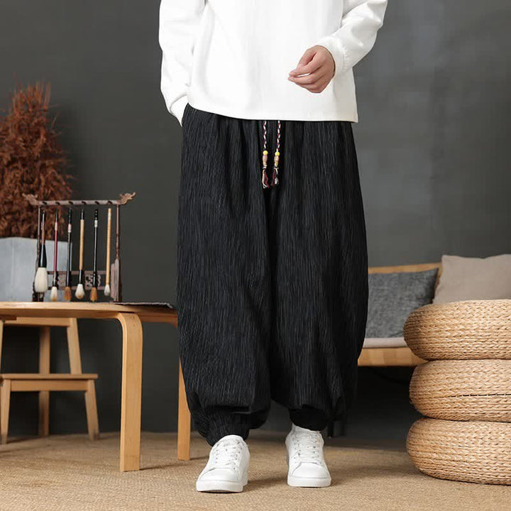 Buddha Stones Lässige Vintage-Herren-Haremshose mit Kordelzug und Tasche - Schwarz - gemeinsam - US/UK/AU48, EU58 (6XL) - image 13