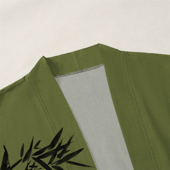 Buddha Stones Kimono für Herren aus Baumwolle und Bambus mit rotem Sonnenmuster und offener Vorderseite, gefertigt aus rotem Sonnenmuster. - image 3