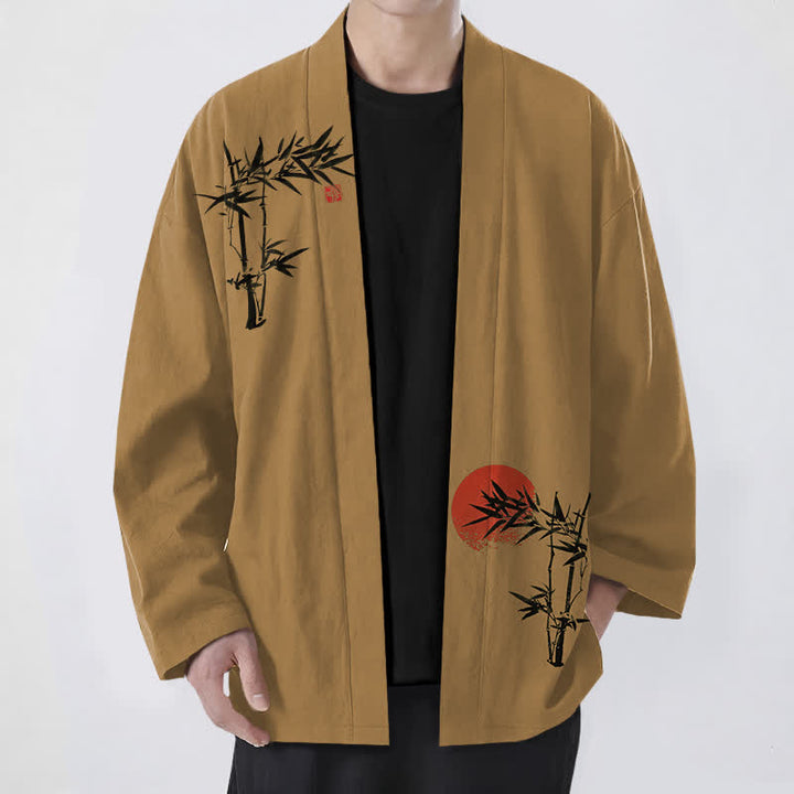 Buddha Stones Kimono für Herren aus Baumwolle und Bambus mit rotem Sonnenmuster und offener Vorderseite, gefertigt aus rotem Sonnenmuster. - Peru - US/UK/AU48, EU58 (4XL) - image 9
