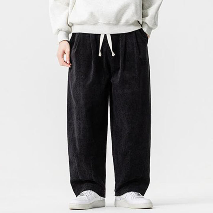 Buddha Stones Lässige Vintage-Herrenhose mit Kordelzug, lange Passform und Tasche – ideal für Herbst und Winter. - Schwarz - US/UK/AU46, EU56 (5XL) - image 14