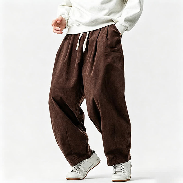Buddha Stones Lässige Vintage-Herrenhose mit Kordelzug, lange Passform und Tasche – ideal für Herbst und Winter. - image 4