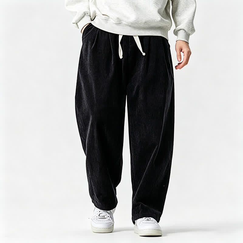 Buddha Stones Lässige Vintage-Herrenhose mit Kordelzug, lange Passform und Tasche – ideal für Herbst und Winter. - image 15