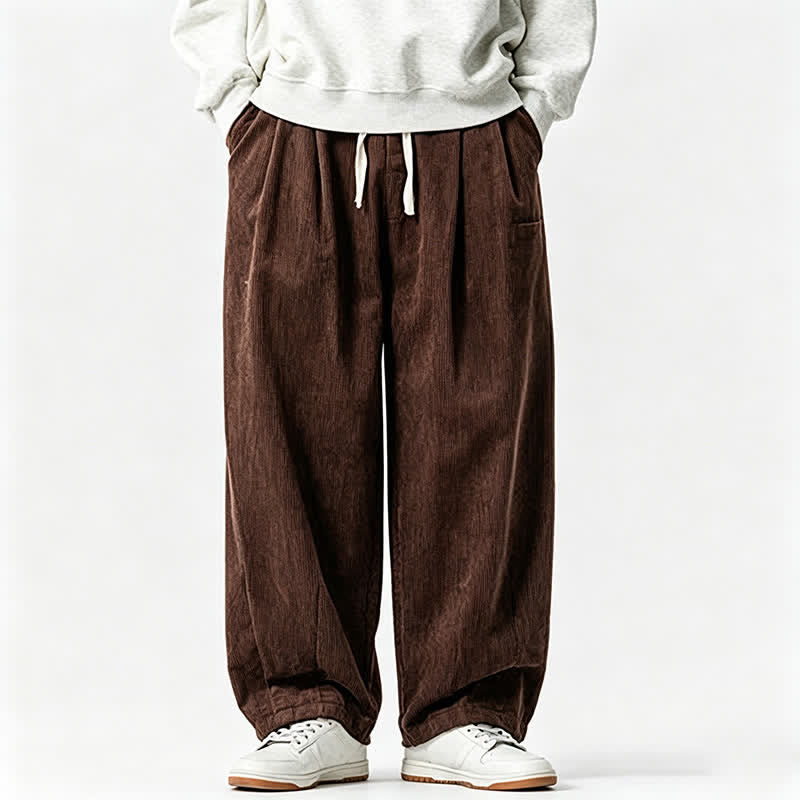 Buddha Stones Lässige Vintage-Herrenhose mit Kordelzug, lange Passform und Tasche – ideal für Herbst und Winter. - image 1