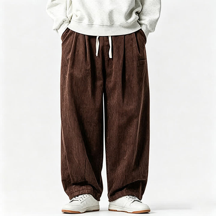 Buddha Stones Lässige Vintage-Herrenhose mit Kordelzug, lange Passform und Tasche – ideal für Herbst und Winter. - image 1
