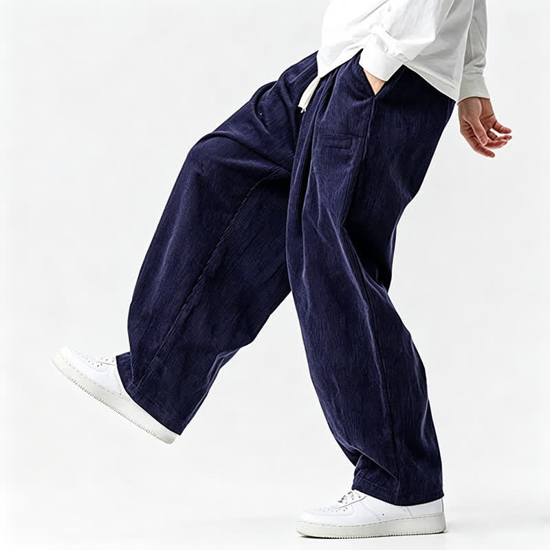 Buddha Stones Lässige Vintage-Herrenhose mit Kordelzug, lange Passform und Tasche – ideal für Herbst und Winter. - image 12