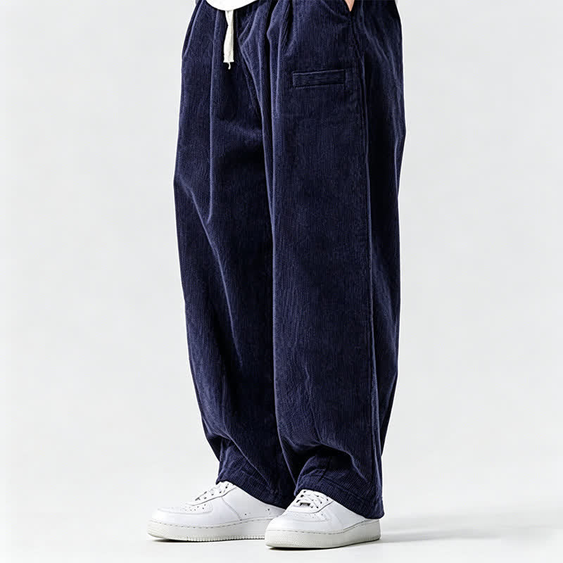 Buddha Stones Lässige Vintage-Herrenhose mit Kordelzug, lange Passform und Tasche – ideal für Herbst und Winter. - image 9