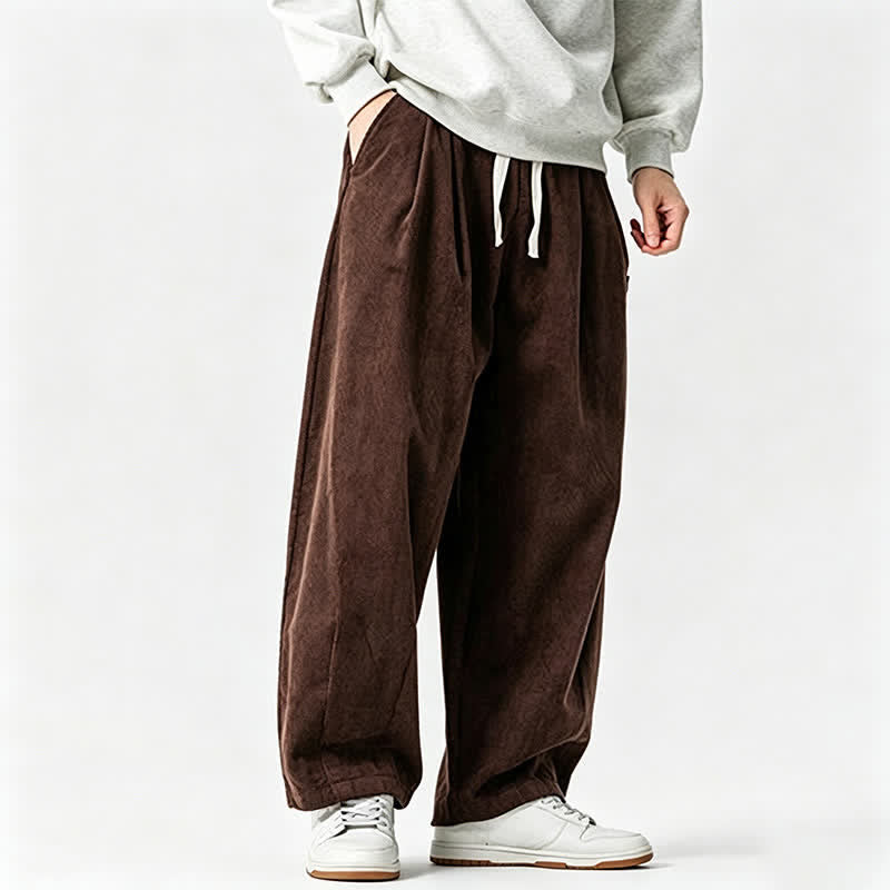 Buddha Stones Lässige Vintage-Herrenhose mit Kordelzug, lange Passform und Tasche – ideal für Herbst und Winter. - image 2